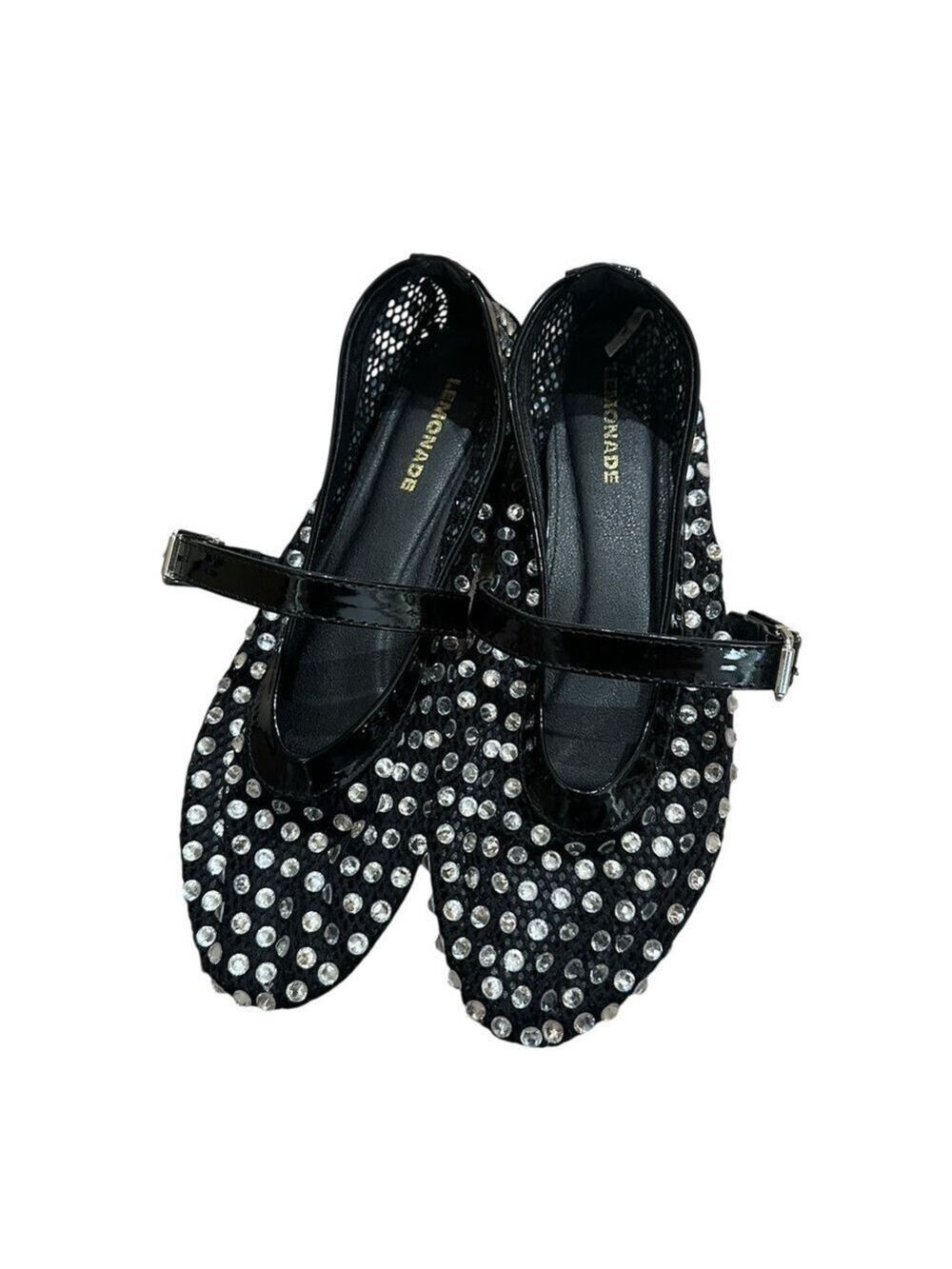 Lemonade Mesh Fabric Studded Mary Jane Flats Size 8 goth whimsigoth festival - Picture 2 of 8